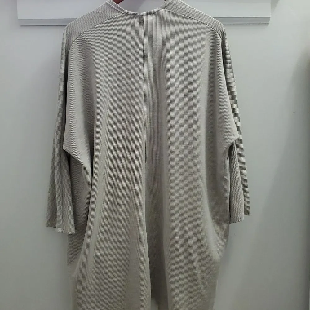 Donni OSFA Gray Ribbed Open Sandwash Cardigan NWT